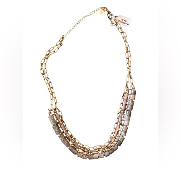 Multilayer necklace with natural beads and stones on Paper Clip Adjustable chain - Picture 5 of 6